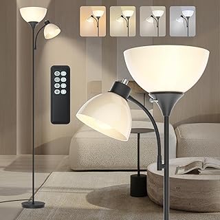 Bright LED Floor Lamp with Adjustable Colors and Remote