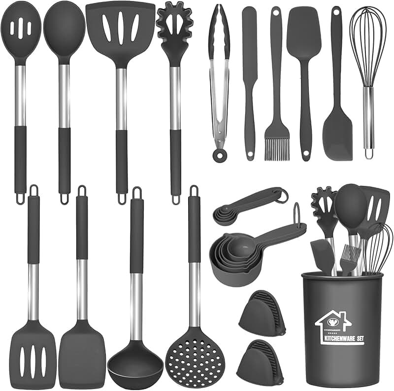 Heatproof Silicone Spoon and Spatula for Cooking