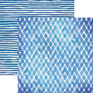 Blue Watercolor Plaid and Stripes Scrapbook Paper, 12-inch, 15 sheets