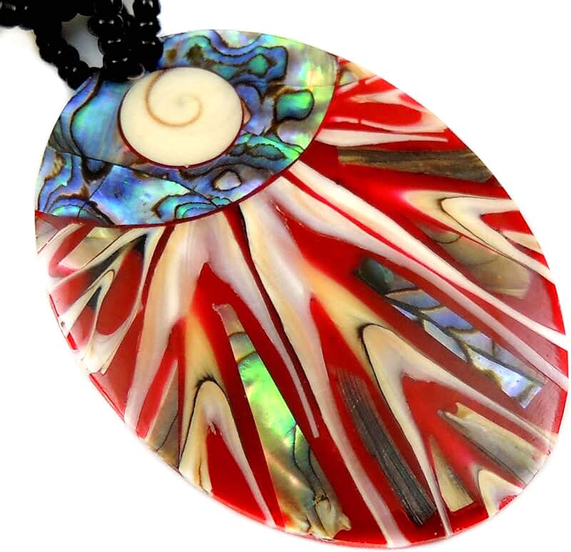 Handmade Abalone and Cone Shell Pendant Necklace 18.5 inches