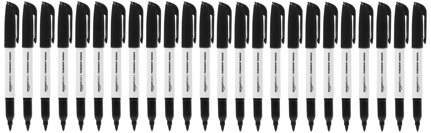 Black fine tip permanent markers, 24-pack