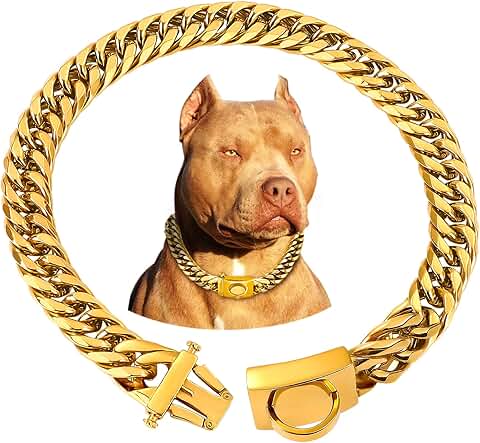 Gold Dog Collar 16MM Cuban Link 24 Inch