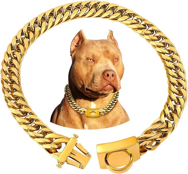 Gold Dog Collar 16MM Cuban Link 24 Inch