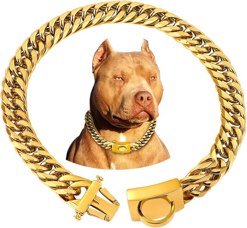 Gold Dog Collar 16MM Cuban Link 24 Inch