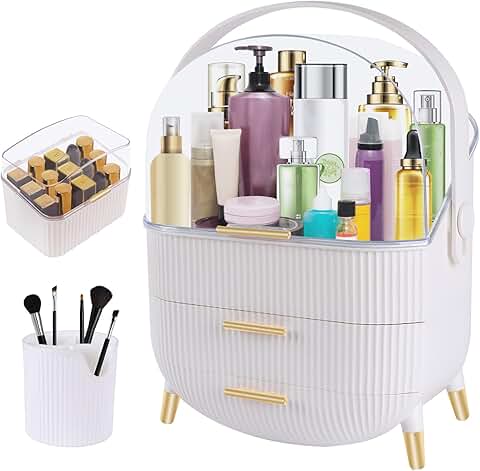 Portable makeup storage box with lid