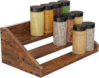 Three-Tier Wooden Spice Rack for Kitchen Storage