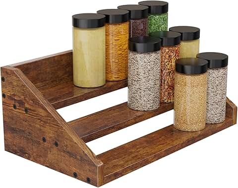 Three-Tier Wooden Spice Rack for Kitchen Storage
