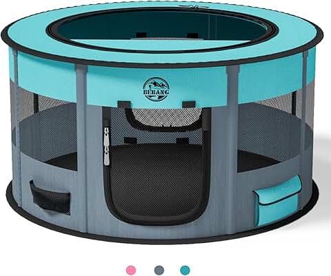 Portable Indoor Dog and Cat Playpen with Food Bowl