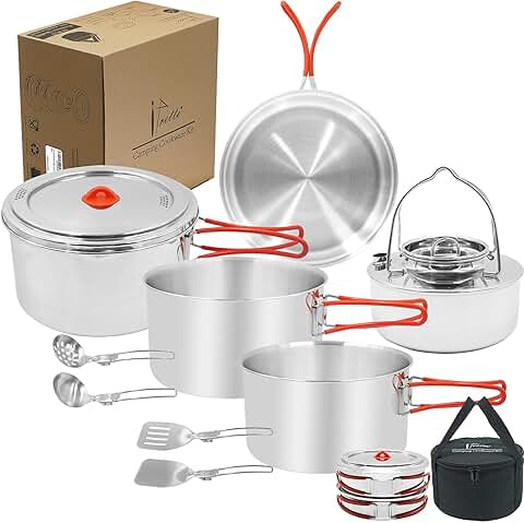 Large 11-Piece Camping Cookware Set for 4-8 People