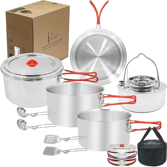 Large 11-Piece Camping Cookware Set for 4-8 People