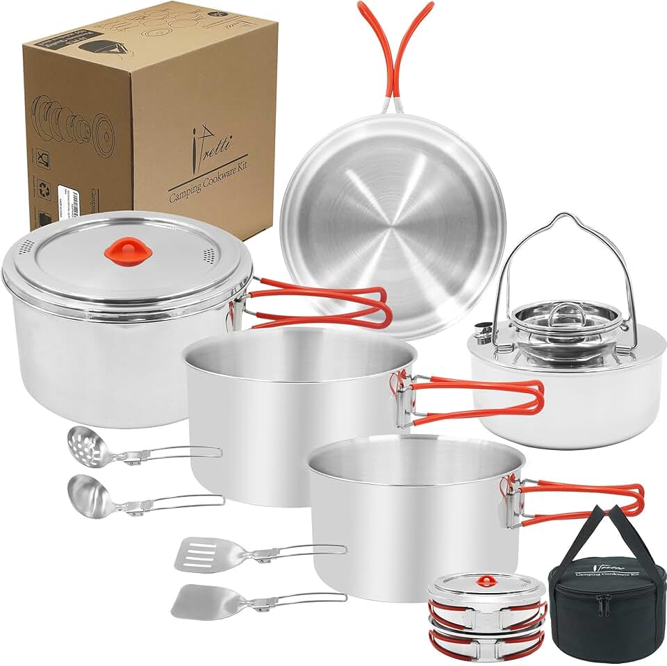 Large 11-Piece Camping Cookware Set for 4-8 People