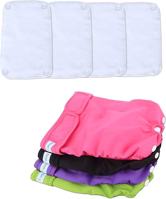 Reusable Female Dog Diapers with Inserts, Pack of 4