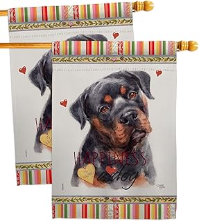 Mahogany Rottweiler House Flag Set for Pets and Garden