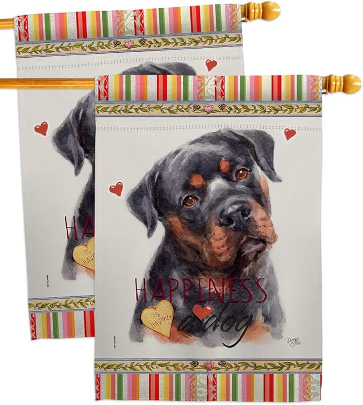 Mahogany Rottweiler House Flag Set for Pets and Garden