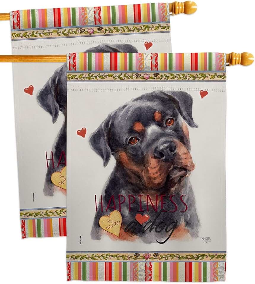 Mahogany Rottweiler House Flag Set for Pets and Garden