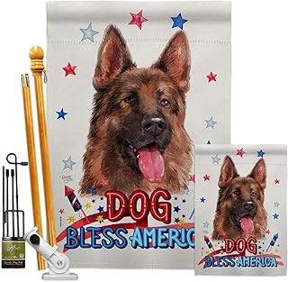 Patriotic German Shepherd Garden Flag for Yard