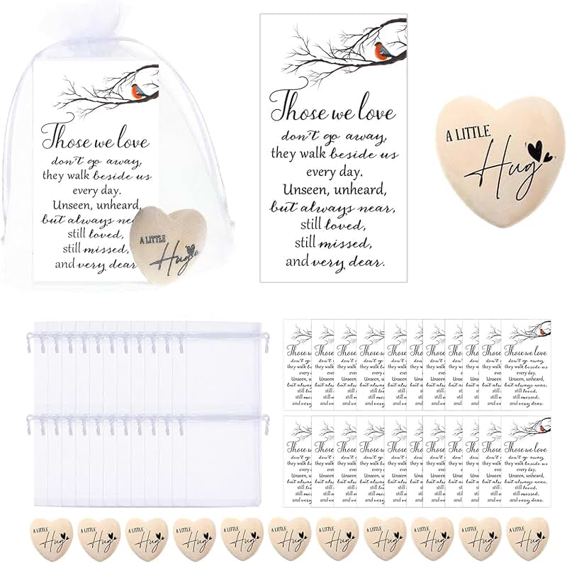 50 Heart Tokens with Cards and Bags for Gifts