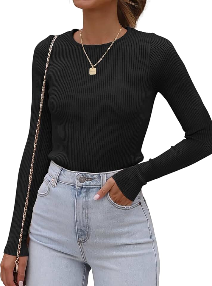 Women's Ribbed Knit Crewneck T-Shirt