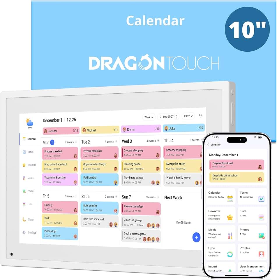 10-Inch Touch Screen Digital Calendar for Home Organization