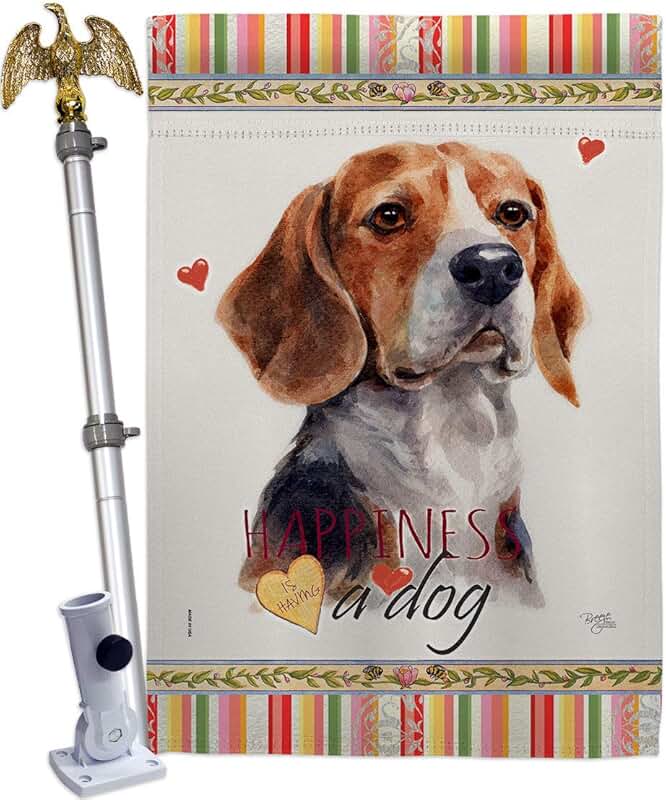 Dog and Hound Garden House Flag with Paw Prints