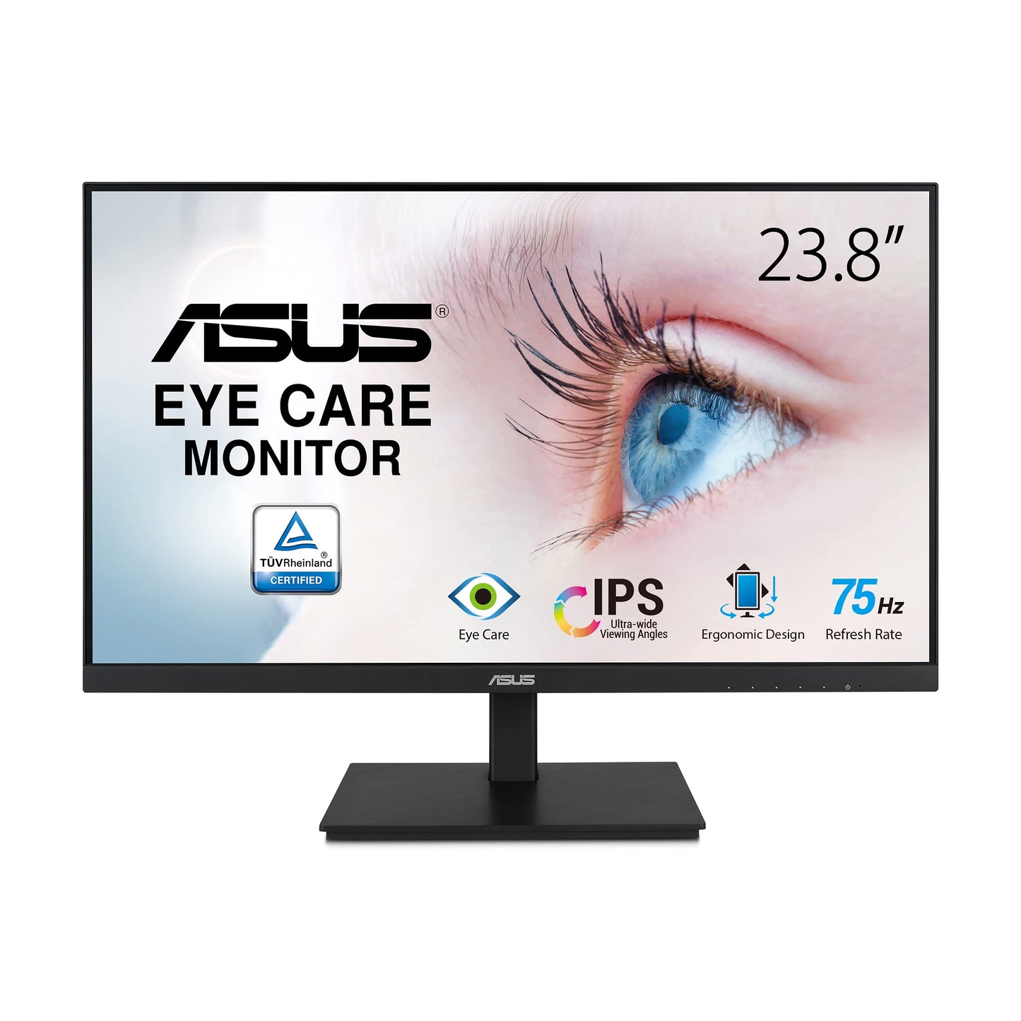 23.8 1080P Monitor (VA24DQSB) - Full HD, IPS, 75Hz, Speakers, Adaptive-Sync, Low Blue Light, Flicker Free, VESA Mountable, Frameless, HDMI, DisplayPort, VGA, USB hub, Height Adjustable
