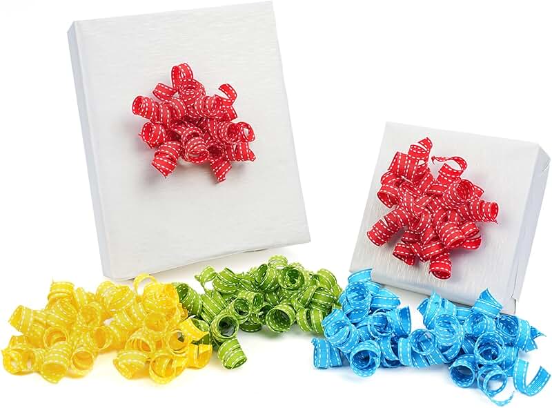 Colorful Self-Adhesive Curly Gift Bows, 8 Count