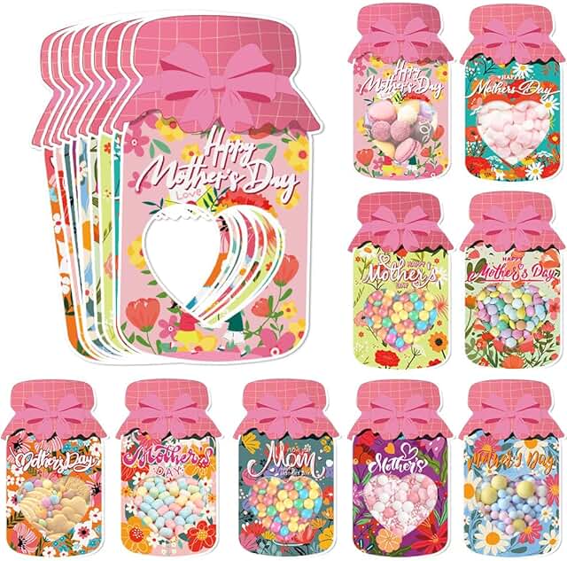 Pink 36-Piece Paper Gift Bags with Cards for Spring Events
