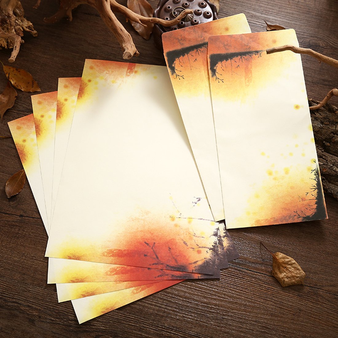 Cute Retro Envelopes and Stationery Set