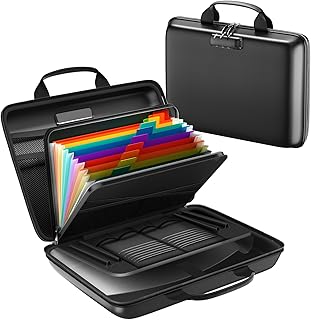 Fireproof Document Box with Lock and 13 Pocket Folder