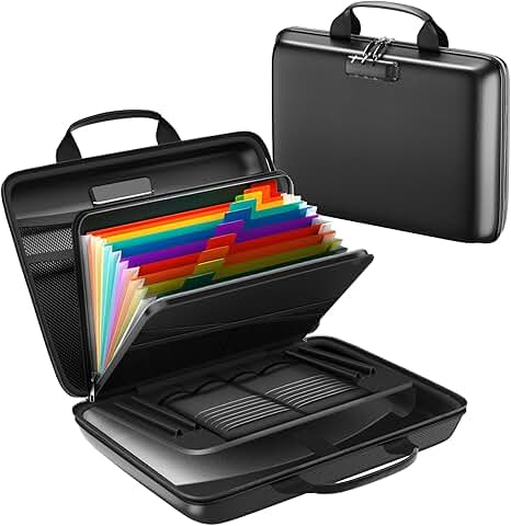 Fireproof Document Box with Lock and 13 Pocket Folder