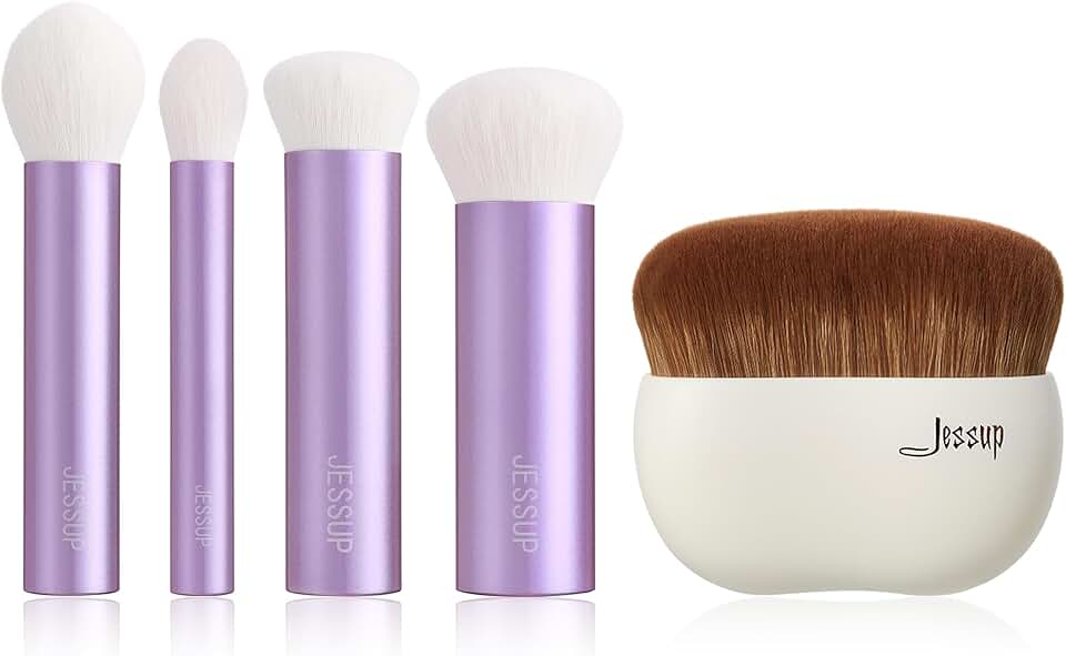 Light Gray Foundation Brush with Gift Box and Face Kabuki Set