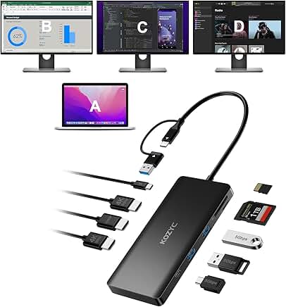Triple Monitor USB C Docking Station with HDMI and USB 3.0