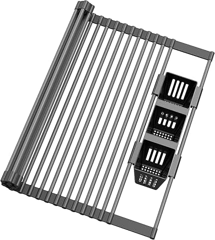 Foldable Over-Sink Dish Drying Rack with Utensil Holder