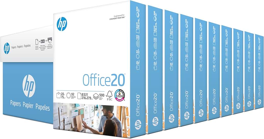 Letter-sized white printer paper, 5,000 sheets