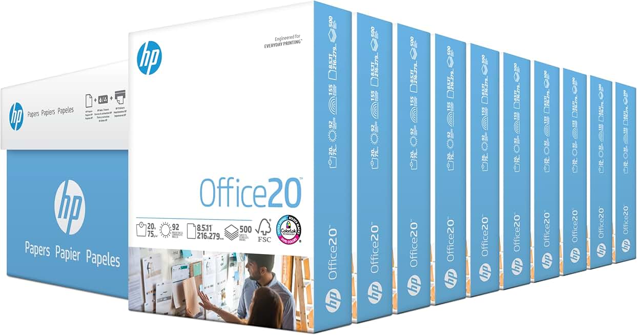 Letter-sized white printer paper, 5,000 sheets