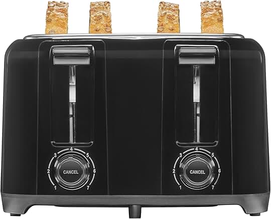 4-Slice Toaster with Wide Slots and Adjustable Browning