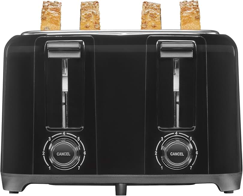 4-Slice Toaster with Wide Slots and Adjustable Browning