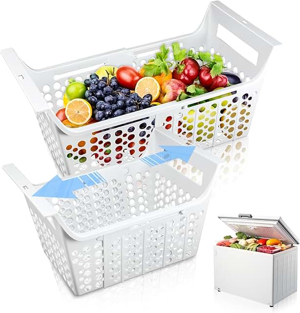 Adjustable Freezer Organizer Bins, 2 Pack
