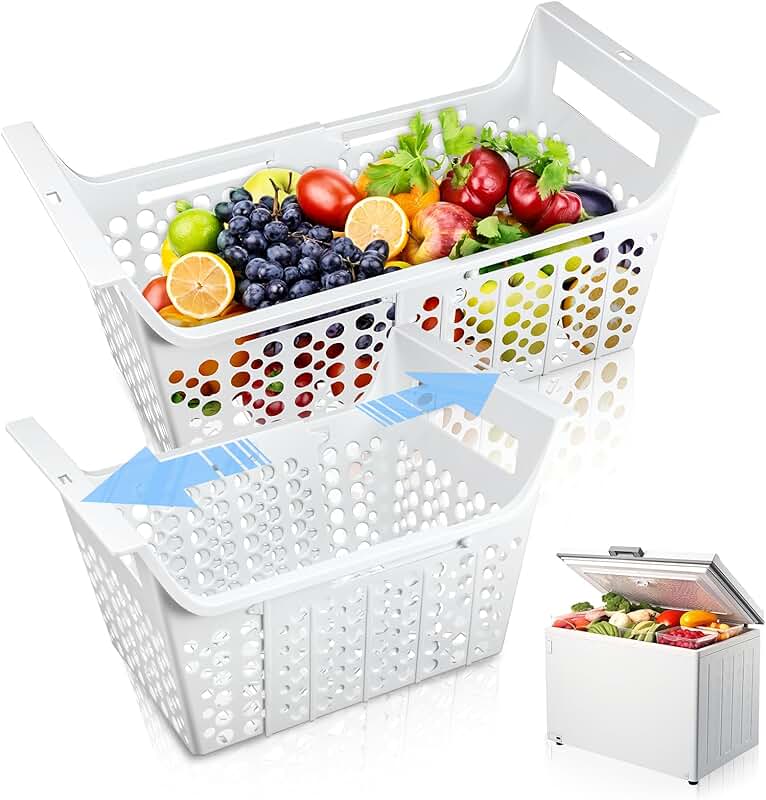 Adjustable Freezer Organizer Bins, 2 Pack
