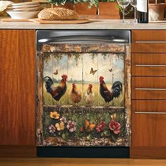 Farm Rooster Magnetic Door Cover for Dishwasher