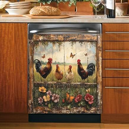 Farm Rooster Magnetic Door Cover for Dishwasher