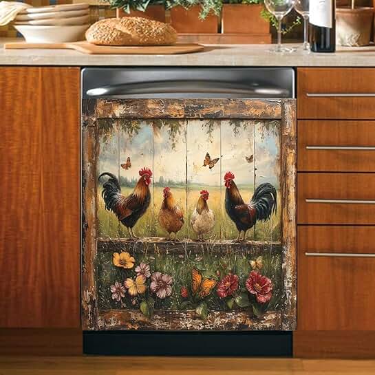 Farm Rooster Magnetic Door Cover for Dishwasher