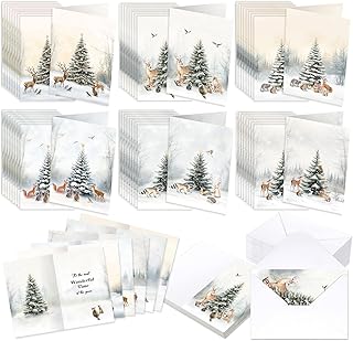 48 Christmas Animal Greeting Cards with Envelopes