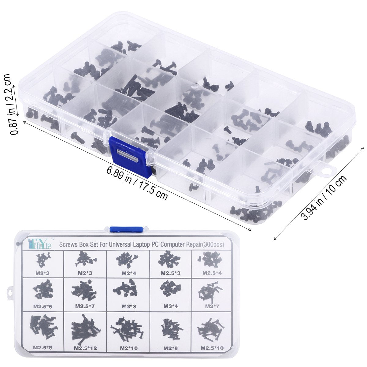 Screw Assorted Kit Universal Laptop PC Computer Repair Accessory 300Pcs (Black)
