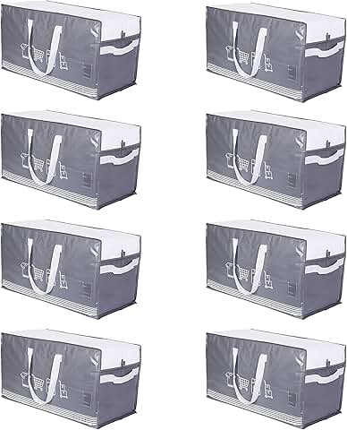 Heavy Duty Large Storage Bags with Handles, 8 Pack