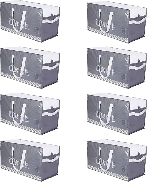 Heavy Duty Large Storage Bags with Handles, 8 Pack