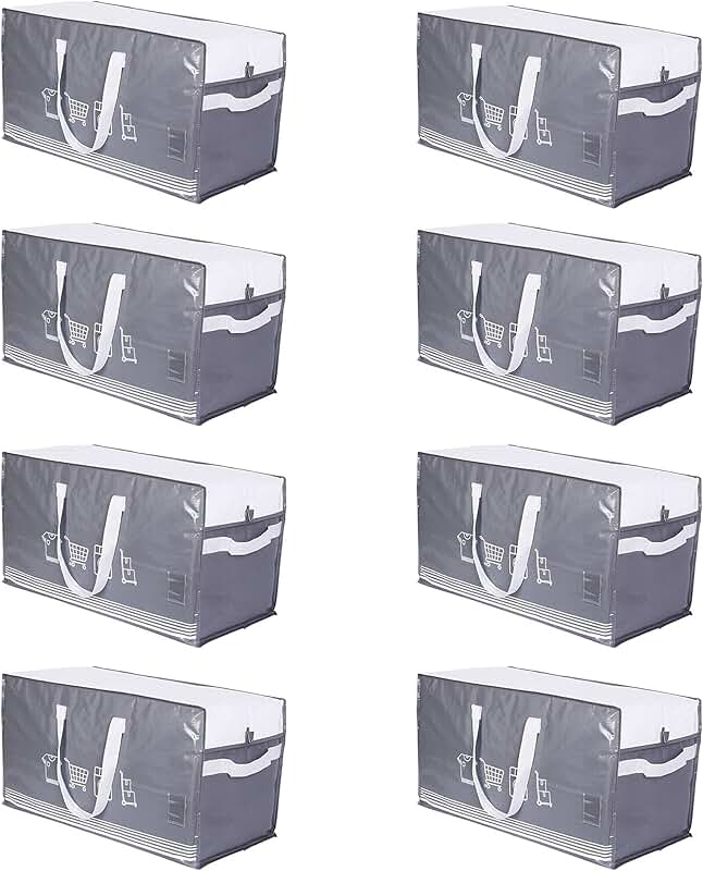 Heavy Duty Large Storage Bags with Handles, 8 Pack