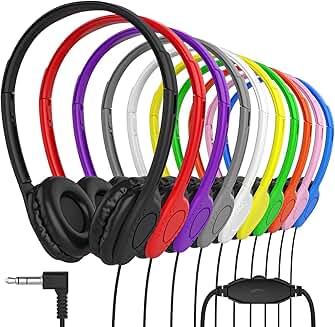 Bulk On-Ear Student Headphones with Volume Control, 30 Pack