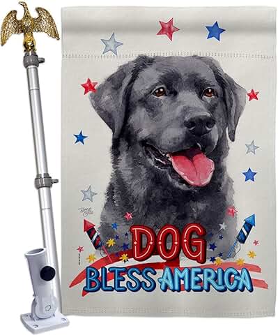 Patriotic Labrador Dog House Flag with Eagle and Paw Design