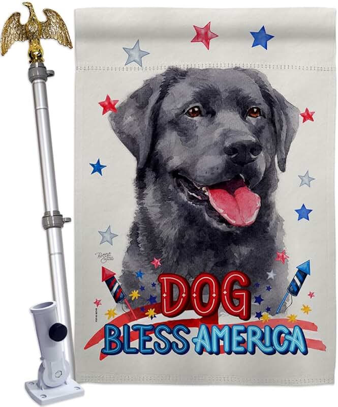 Patriotic Labrador Dog House Flag with Eagle and Paw Design